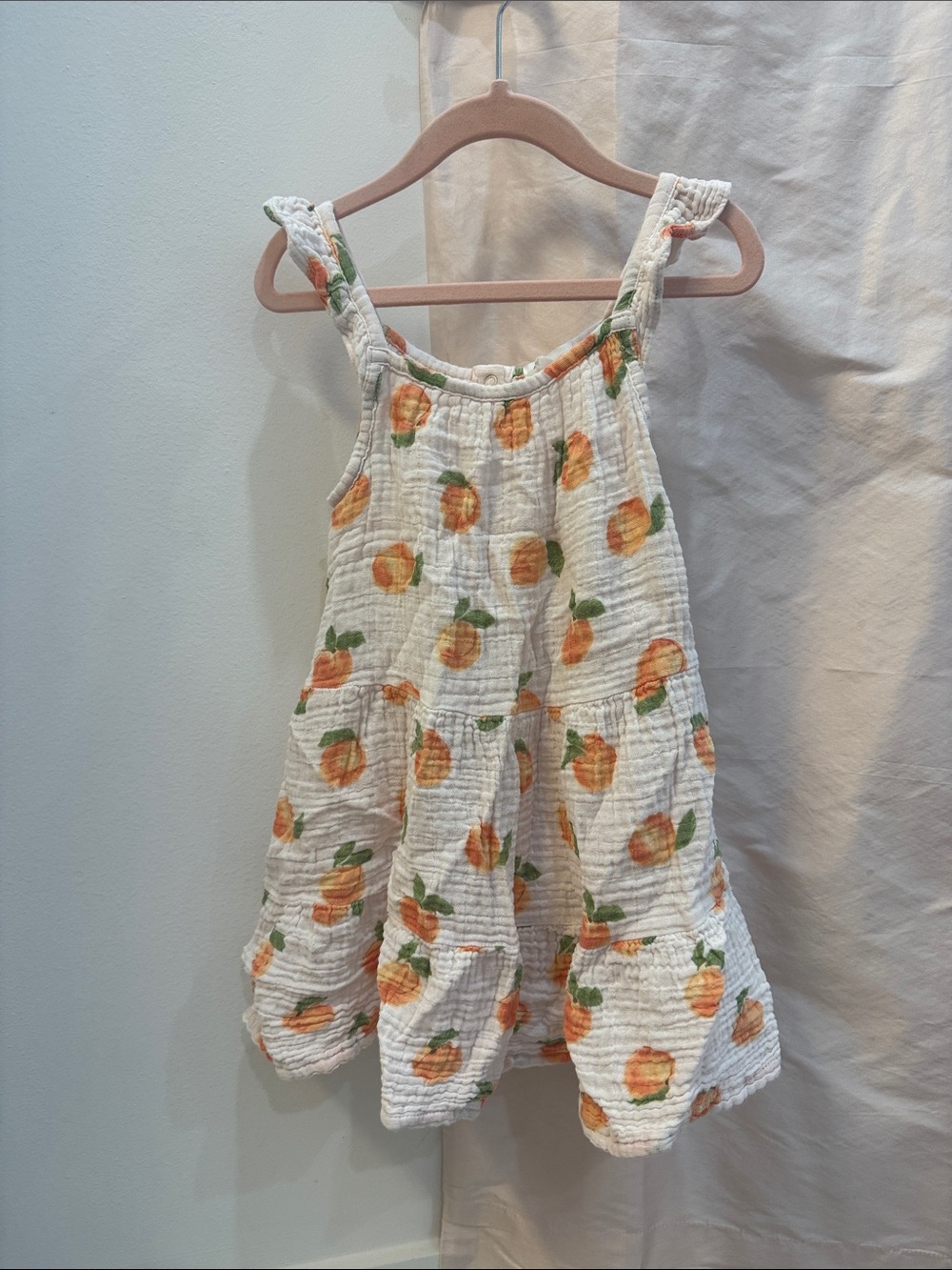 Angel Dear White Dress with Peach Print